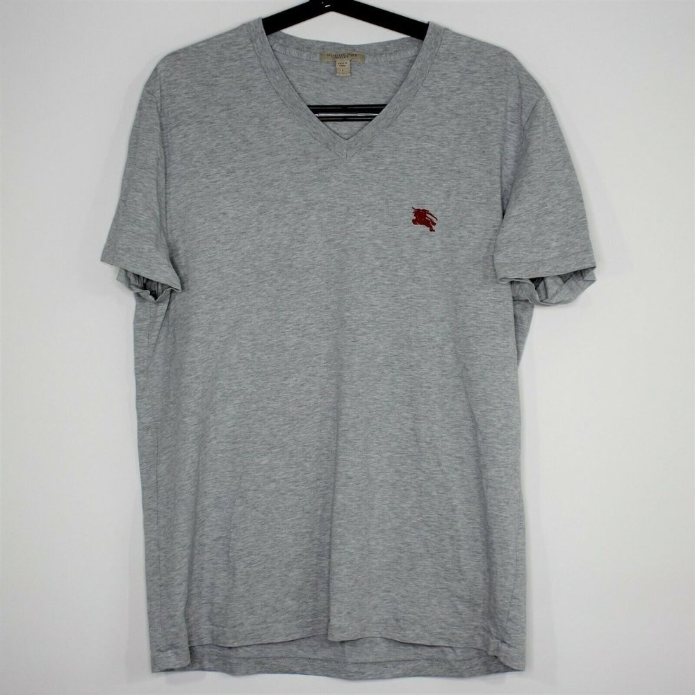 Burberry Brit Mens Large Embroidered Logo V-Neck T-Shirt M686